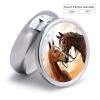 Round Pill Box 3 Compartment Pill Case for Purse & Pocket Small Pill Organizer Couple Horse Travel Pillbox Portable Oil Storage Box Metal Medicine Vitamin Organizer Unique Gift view 2