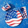 HELLORSO Medium Paper Plates, 9 Inch, Microwave-Safe,Soak-Proof, Disposable Plates For Everyday Breakfast, Lunch,Dinner Meals,Durable Paper Plates for Barbecues, Picnics,American Flag,16 Count (Blue) view 3