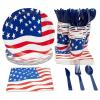 HELLORSO Medium Paper Plates, 9 Inch, Microwave-Safe,Soak-Proof, Disposable Plates For Everyday Breakfast, Lunch,Dinner Meals,Durable Paper Plates for Barbecues, Picnics,American Flag,16 Count (Blue) view 4