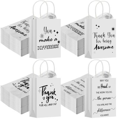 Chiisong 80 Pcs Employee Appreciation Gift Bags with Handles Bulk Thank You Gift Paper Bags Reusable for Team Staff Coworkers Holidays Valentine's Day Employee Appreciation Day Gifts