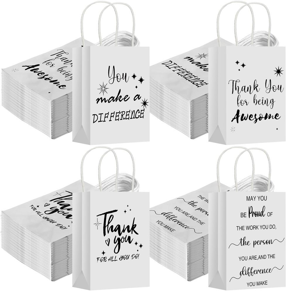 Chiisong 80 Pcs Employee Appreciation Gift Bags with Handles Bulk Thank You Gift Paper Bags Reusable for Team Staff Coworkers Holidays Valentine's Day Employee Appreciation Day Gifts