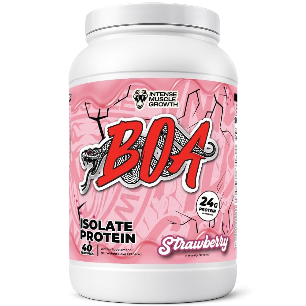 BOA Isolate Protein with Vitamin B6 and Zinc - Low-Sodium Whey Protein Isolate 24g of Protein per Scoop - (Strawberry - 40 Servings)