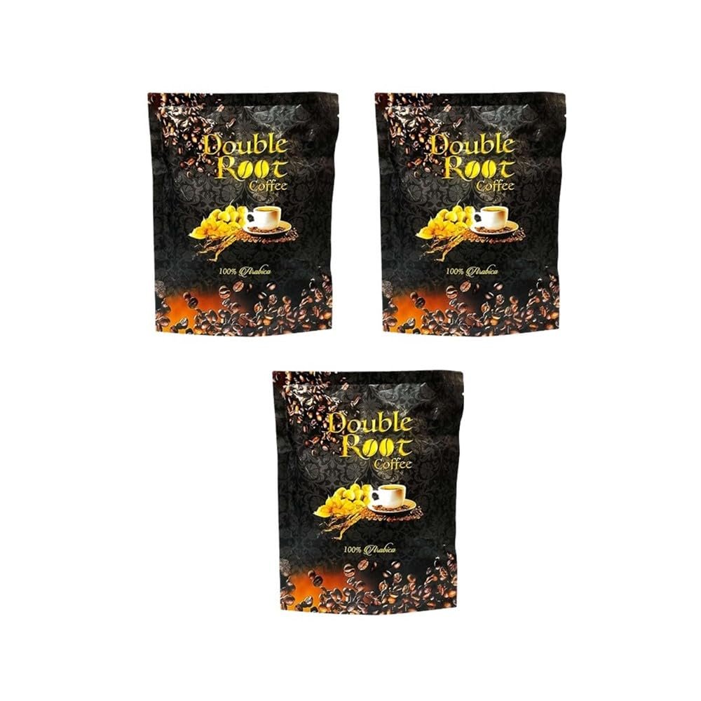 3 Packs Double Root Coffee Arabica Cafe Energy Support 10g (6 Sachets/Pack)