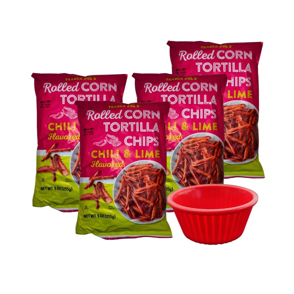 KING BUY BOX a cup 1 PCS Bundled with Rolled Corn Tortilla, Chili Lime Flavor, Gluten Free, Net Wt, 9 Ounces (250g), 4 PACK. compatible with Trader Joe's
