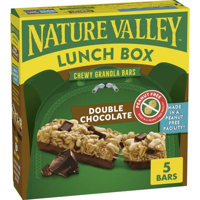 Nature Valley Peanut-Free Chewy Granola Bars, Double Chocolate, Made in a Peanut Free Facility, 5 Bars, 4.6 oz