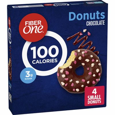 Fiber One 100 Calorie Donuts, Chocolate Snacks, 3g Sugar, 4 Ct, 3.28 oz