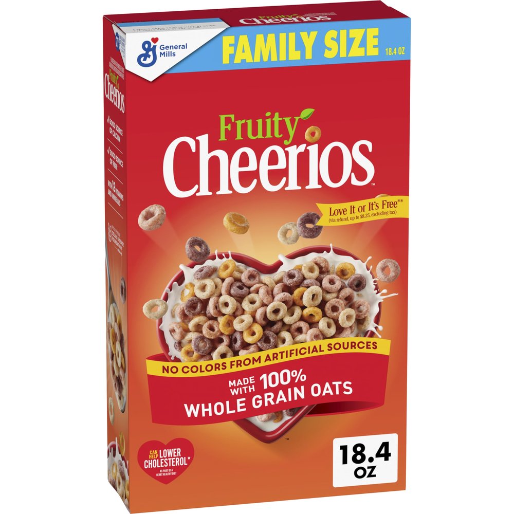 Fruity Cheerios, Heart Healthy Cereal with Whole Grain Oats, Gluten Free, Family Size, 18.4 oz