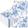 100Pcs Floral Guest Napkins Disposable Blue Wildflower Paper Napkins Chinoiserie Flower Dinner Hand Napkin for Party Supplies Table Decorations view 1