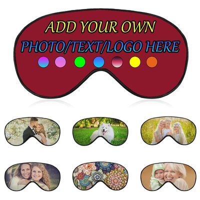 Personalized Eye Mask, Custom Eyeshade Blindfold Add Your Design Image Text Customized Eye Cover with Adjustable Strap for Sleeping Travel Work Naps Blocks Light, Dark Red