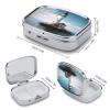 Pill Box Portable Pill Case for Pocket Light House Ocean Travel Small Pill Organizer 2 Compartment Metal Pill Container Holder for Medicine Vitamins Fish Oil Supplements view 2