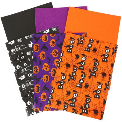 JUNEBRUSHS 90 Sheets Halloween Tissue Paper Black Orange Purple Wrapping Paper for Halloween DIY Crafts Fall Holiday Decoration Gift Packing 19.7 13.8 Inch