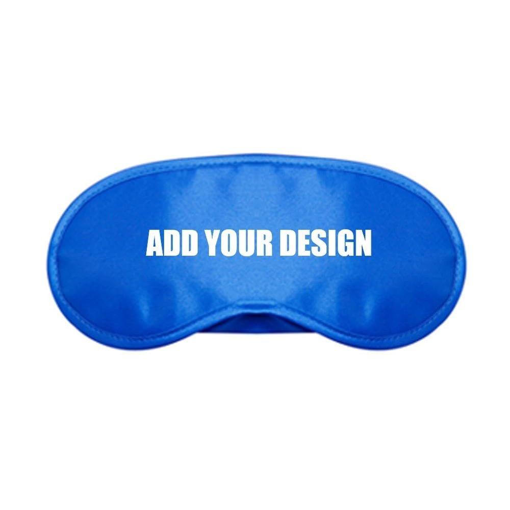 TOPTIE 100 Pack Custom Print Soft Satin Eyeshade Sleep Mask for Sleep Work Travel Study, 7 1/4" L x 3 3/8" W-Blue