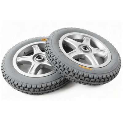 1 Pair 12 Inch Electric Wheelchair Replacement Rear Wheels, Solid Rubber Tires, with 17mm(5/8") Bearing