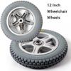 1 Pair 12 Inch Electric Wheelchair Replacement Rear Wheels, Solid Rubber Tires, with 17mm(5/8") Bearing view 4