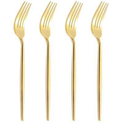 U-QE 60Pcs Gold Plastic Forks - Heavy Duty Plastic Forks Disposable - 7.6 Inch Gold Disposable Forks - Luxurious Plastic Silverware Perfect for Parties, Weddings and Other Daily Events
