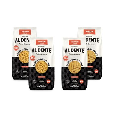 Al Dente Protein Pasta Cavatappi & Rigatoni 30g High Protein in 3.5oz Serving, Lower Carb, High Fiber. Cage-Free Eggs & Semolina. (Previously Carba-Nada, Packaging May Vary) - 10oz Bags (Pack of 4)