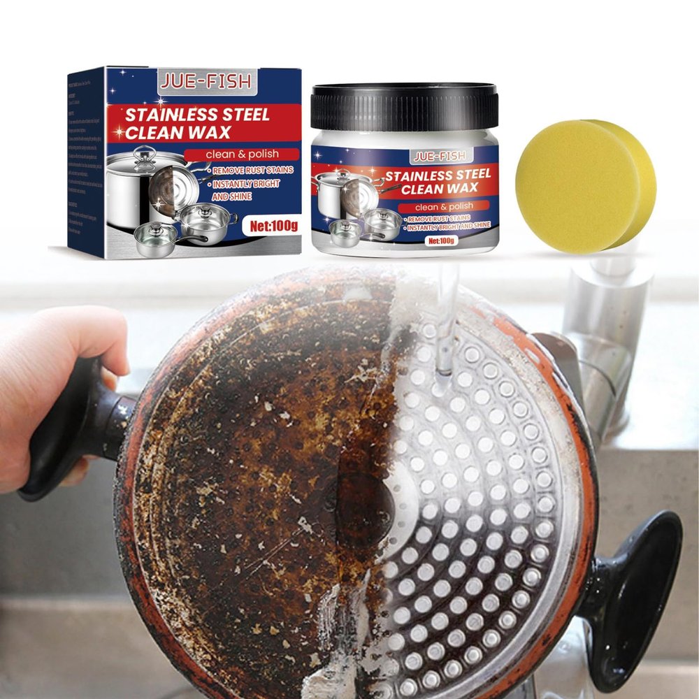HEALT Stainless Steel Cleaning Paste, Powerful Cookware Rust Removal Cleaning Paste, Kitchen Stainless Steel Polishing Wax, Decontamination Paste for Cleaning the Bottom of the Pot (1PC)