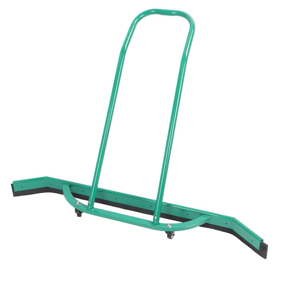 Floor Squeegee, Heavy Duty Curved Squeegee Broom with Rubber Blade & 2 Wheels, Aluminium Floor Scrubber for Garage, Concrete, Deck, Bathroom Tile, Shower Glass, Pool, Garage