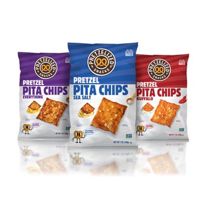 PRETZELIZED SNACKS PRETZELIZED Pretzel Pita Chips, Variety Pack, Sea Salt, Everything, Buffalo, 7oz Bag (Pack of 3)
