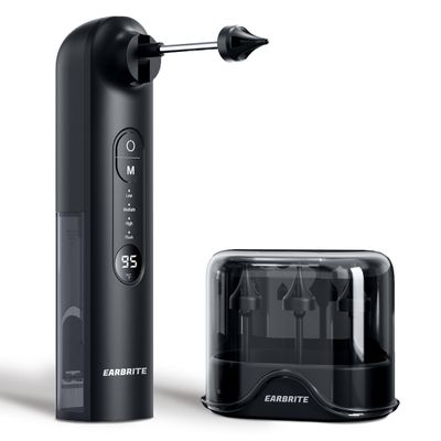 EarBrite Water Powered Ear Cleaner - Ear Wax Removal Tool - Earwax Washer Lavage Kit - Inner Ear Flusher Irrigation System (Black)