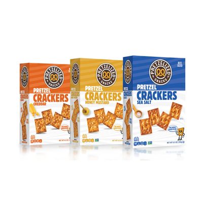 PRETZELIZED SNACKS PRETZELIZED Pretzel Crackers, Variety Pack, Sea Salt, Cheddar, Honey Mustard, 6.5oz Box (Pack of 3)