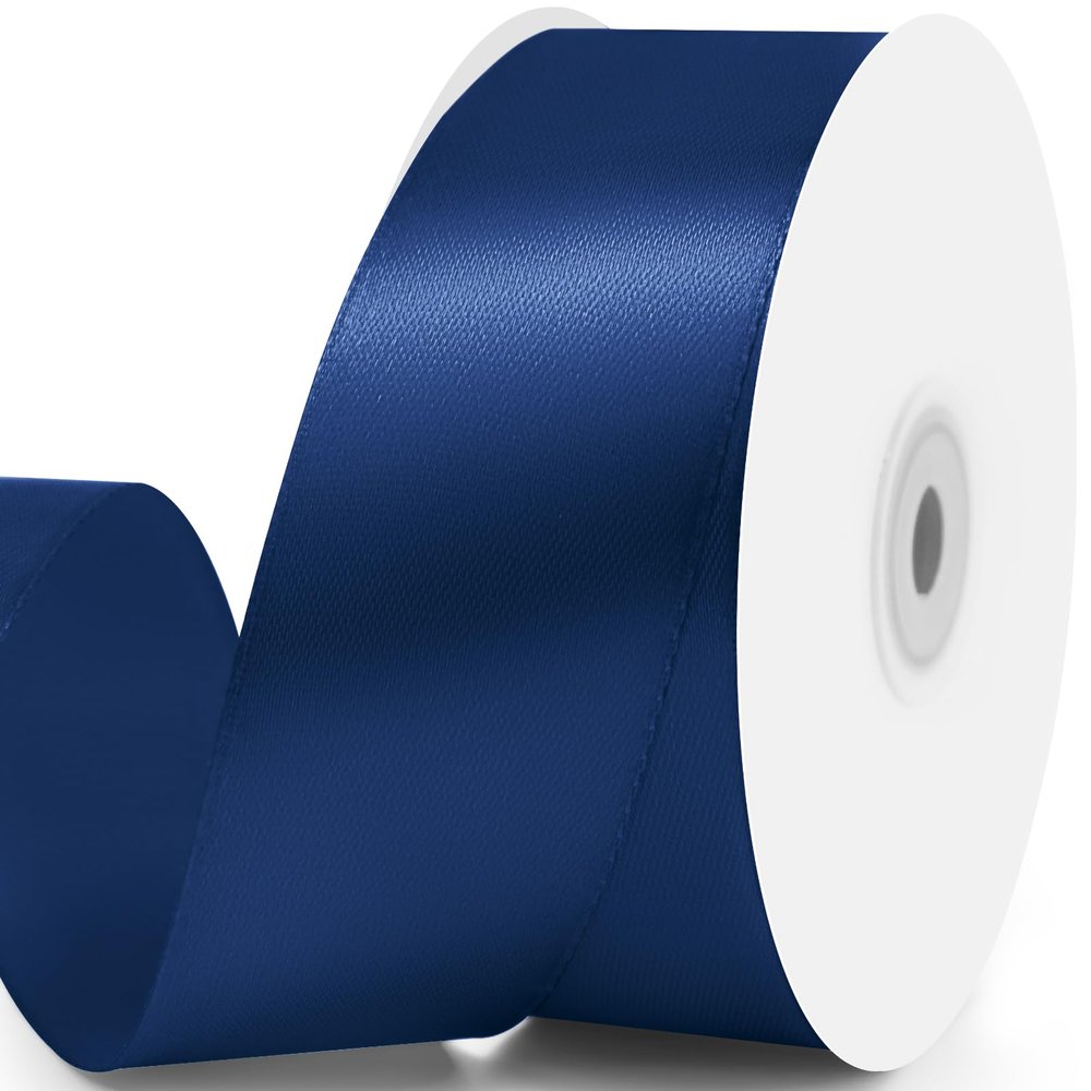 Quhora 1-1/2" x 50 Yards Satin Ribbon - Navy Blue Silk Ribbon with Spool - Ideal for Gift Wrapping, Floral Bouquets, Crafts, Wedding Party Decorations, Christmas and Sewing Projects
