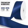 Quhora 1-1/2" x 50 Yards Satin Ribbon - Navy Blue Silk Ribbon with Spool - Ideal for Gift Wrapping, Floral Bouquets, Crafts, Wedding Party Decorations, Christmas and Sewing Projects view 2