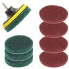 EPLZON 4 Inch Scrub Drill Brush Power Scouring Pads Household Cleaning Set for Kitchen Bathroom 4 Red Pads 4 Green Pads 1 Drill Attachment and 1 Universal Shaft view 1