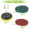 EPLZON 4 Inch Scrub Drill Brush Power Scouring Pads Household Cleaning Set for Kitchen Bathroom 4 Red Pads 4 Green Pads 1 Drill Attachment and 1 Universal Shaft view 2