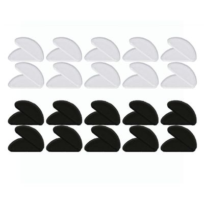1mm Ultra-Thin / 19mm Long Length - Anti-Slip Adhesive Contoured Silicone Eyeglass Nose Pads with Super Sticky Backing for Glasses, Sunglasses, and Eye Wear - 20 Pair (10 Clear, 10 Black)