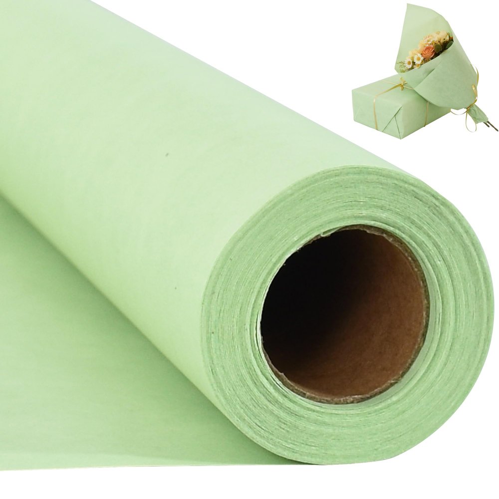 BEISHIDA Sage Green Gift Wrapping Paper Roll, 15in X 32ft Kraft Bulletin Board Paper Gift Wrap for Christmas Mother's Day Valentine's Day Graduation, Flower Wrap