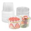 AHXHWKA 100Pcs 10oz Clear Disposable Plastic Cups With Flat Lids No Hole, Disposable Cups for Cold Drinks, Ice Cream, Pudding, Cake, Snacks view 1