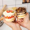 AHXHWKA 100Pcs 10oz Clear Disposable Plastic Cups With Flat Lids No Hole, Disposable Cups for Cold Drinks, Ice Cream, Pudding, Cake, Snacks view 3