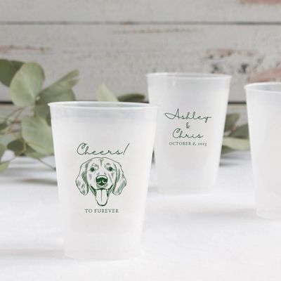 20pcs Custom Pet Portrait Wedding Frosted Cups, Custom Pet Illustration, Personalized Wedding Beverage Cups, Drinking Cups for Bridal Shower Anniversary Engagement Birthday