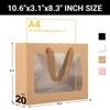 EUSOAR Gift Bags with Transparent Window, 20pcs 10.6"x3.1"x8.3" Brown Clear Paper Bags with Handles, Bouquet Tote Gift Shopping Bag Bulk for Wrapping Wedding Festival Bridal Party view 2