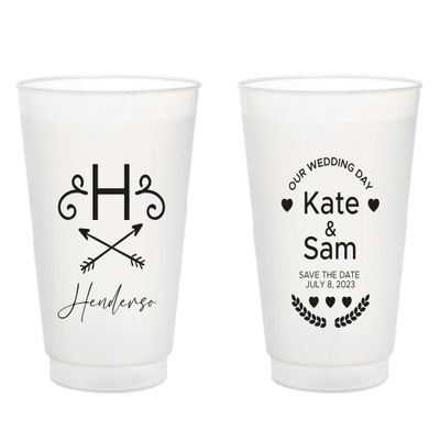 20pcs Personalized Frosted Cups, Custom Plastic Cup Favors for Wedding, Custom Wedding Day Frosted Cups, Drinking Cup for Bridal Shower Anniversary Engagement Birthday