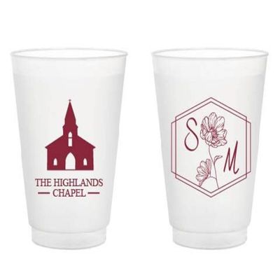 20pcs Custom Wedding Frosted Cups Favors, Personalized Custom Wedding Plastic Cups, Drinking Cup for Bridal Shower Anniversary Engagement Birthday