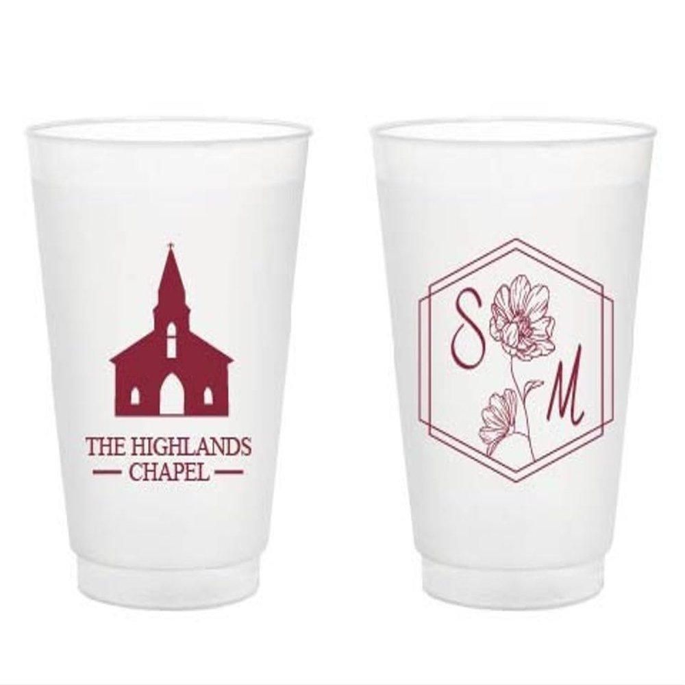 20pcs Custom Wedding Frosted Cups Favors, Personalized Custom Wedding Plastic Cups, Drinking Cup for Bridal Shower Anniversary Engagement Birthday