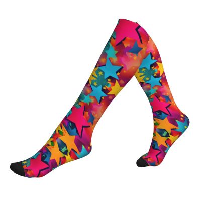 DRTGEDS Rainbow Stars Compression Socks For Women&Men 20-30mmhg Best For Circulation,Pregnancy,Nurse,Running,Travel