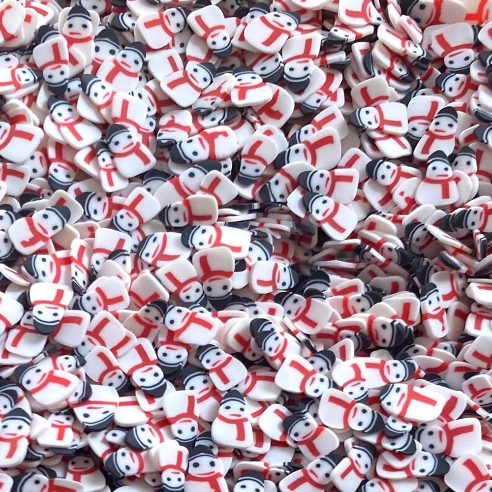 10gram Snowmen Polymer Clay Slices 7mm, Christmas Snowmen Polymer Clay Sprinkle, Snowmen Sprinkles, Nail Art Faux Craft, DIY Crafts
