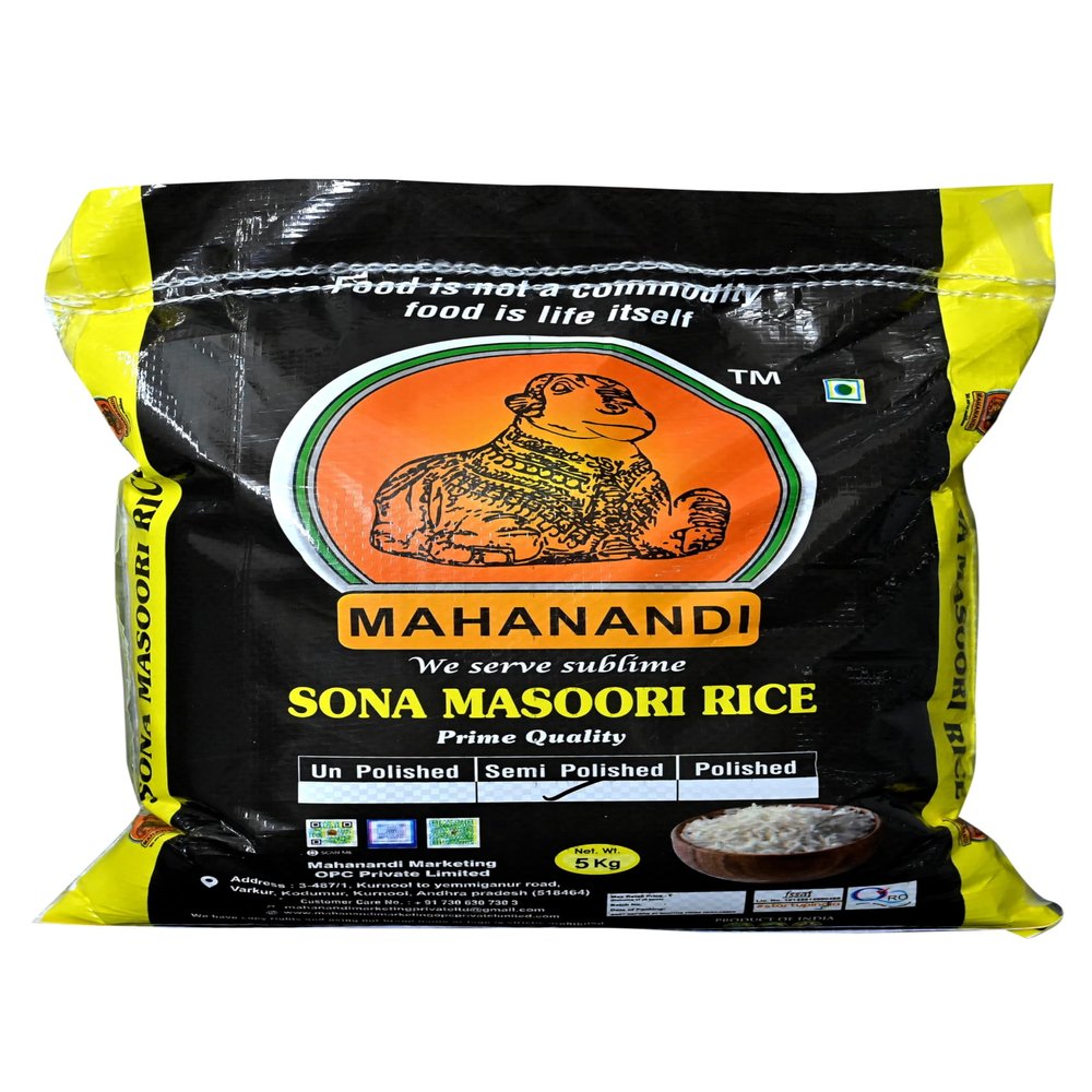 MAHANANDI KNL SONA MASOORI RICE 5000 GRAMS,SONA RICE,KNL SONA,RICE,RAW RICE,SOUTH INDIA SONA RICE (Its not steem rice),Natural aged rice