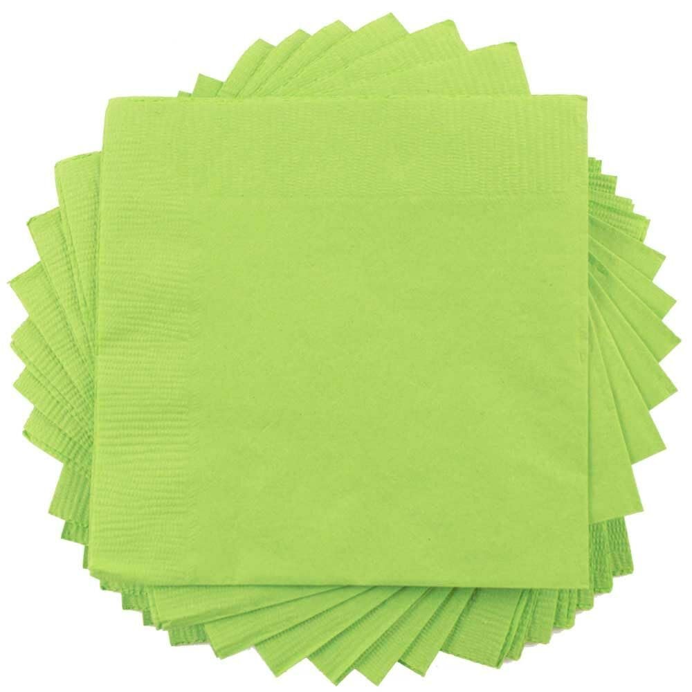 JAM PAPER Small Beverage Napkins - 5 x 5 - Lime Green - 40/Pack