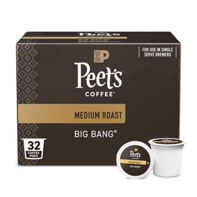 Peet's Coffee, Medium Roast Single Serve Coffee Pods, 100% Arabica Coffee - Big Bang, 32 Count (1 Box of 32 Pods)