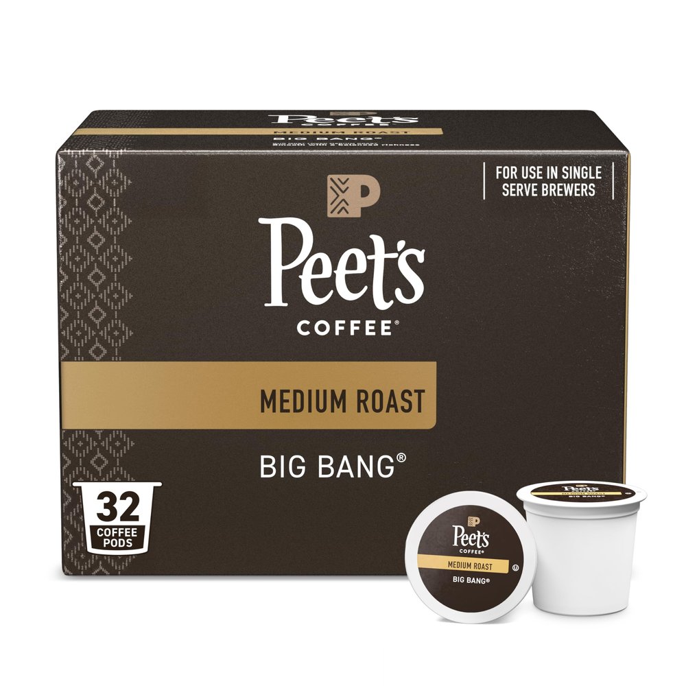 Peet's Coffee, Medium Roast Single Serve Coffee Pods, 100% Arabica Coffee - Big Bang, 32 Count (1 Box of 32 Pods)