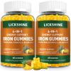 2 Pack Vegan 100MG Iron Supplement Gummies for Women & Men - with Vitamin C, A, B for Adults & Kids - Energy Support for Iron Deficiency, Anemia - Pineapple Flavor (120 Ct) view 1