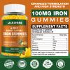 2 Pack Vegan 100MG Iron Supplement Gummies for Women & Men - with Vitamin C, A, B for Adults & Kids - Energy Support for Iron Deficiency, Anemia - Pineapple Flavor (120 Ct) view 3