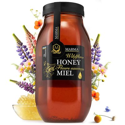 HONIGMA Marma Wildflower Honey | Authentic Raw Honey from Ukraine | 100% Pure & Unpasteurized | 1000g/35.2oz | May Arrive Crystallized or Partially Crystallized | Pack of 1