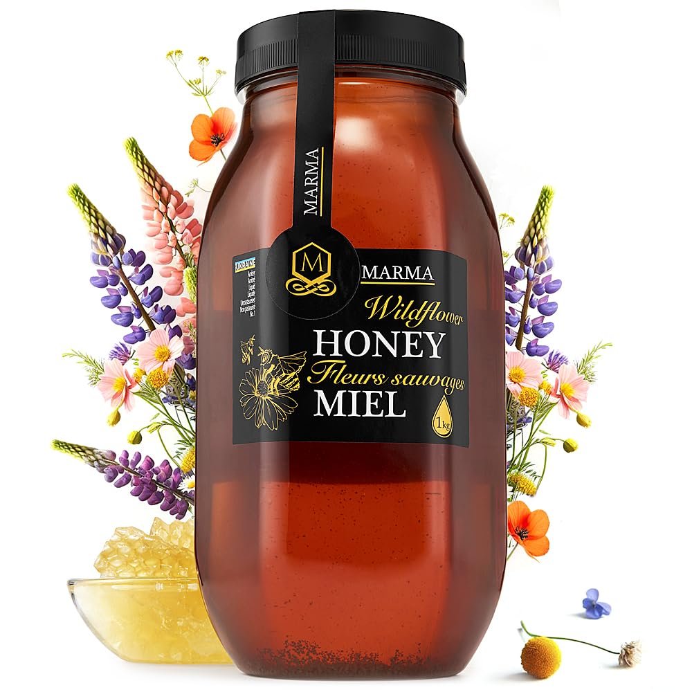HONIGMA Marma Wildflower Honey | Authentic Raw Honey from Ukraine | 100% Pure & Unpasteurized | 1000g/35.2oz | May Arrive Crystallized or Partially Crystallized | Pack of 1