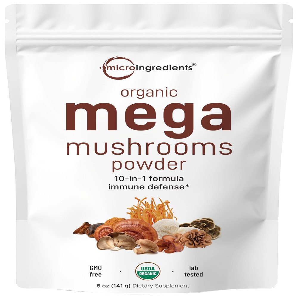 Micro Ingredients Organic Mushroom 10-in-1 Blend, 5 oz | Chaga, Lions Mane, Cordyceps & More | Great for Smoothies & Daily Use | Non-GMO, Vegan Friendly