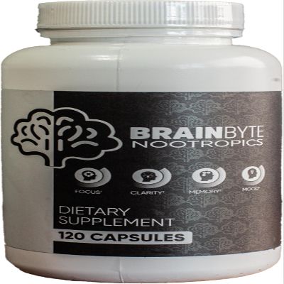 BrainByte Nootropics All-in-One Nootropic Supplement for Men & Women | Caffeine-Free Focus with L-Theanine & Phosphatidylserine (120 Count)